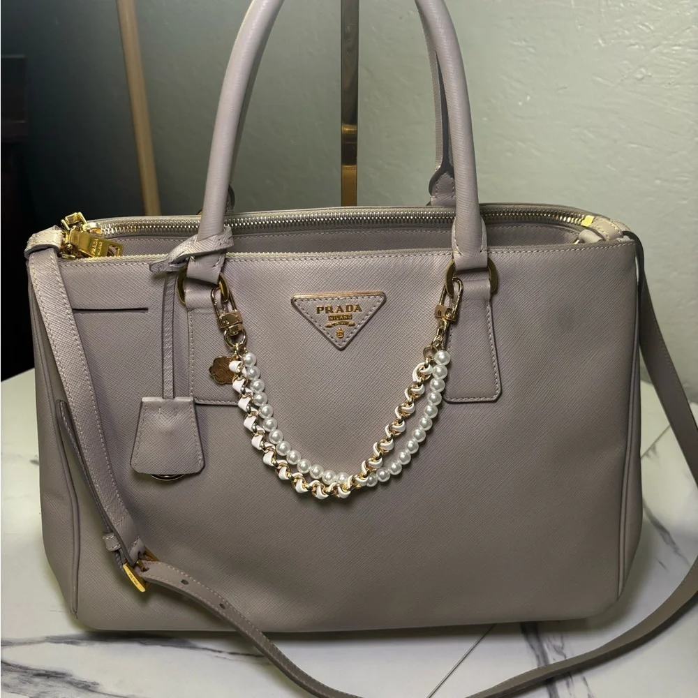 Prada Saffiano Leather Galleria Tote With Strap - Picture 2 of 7